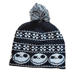 Disney The Nightmare Before Christmas Jack Skellington  Black And White Beanie